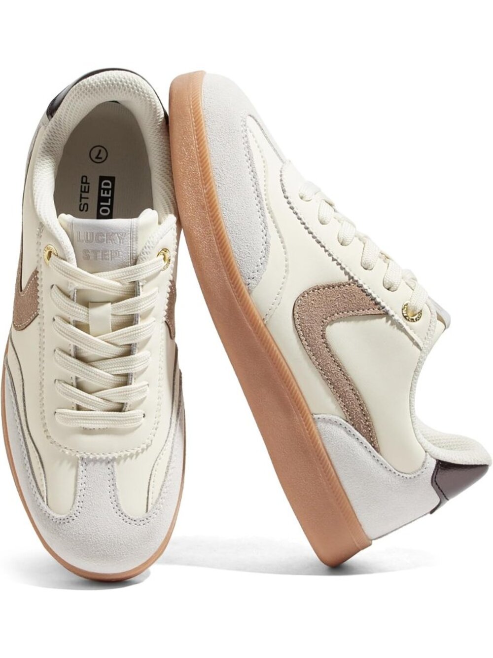 Women's Grey-Suede Faux Leather Non Slip Round Toe Flat Heel Classic Sneaker